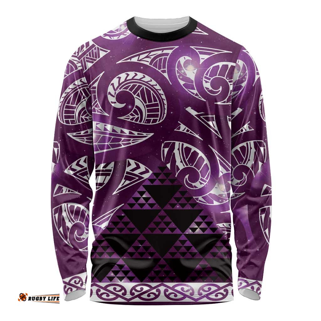Matariki New Zealand Long Sleeve Shirt NZ Niho Taniwha Maori New Year Purple Galaxy LT14