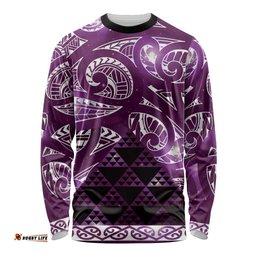 Matariki New Zealand Long Sleeve Shirt NZ Niho Taniwha Maori New Year Purple Galaxy LT14