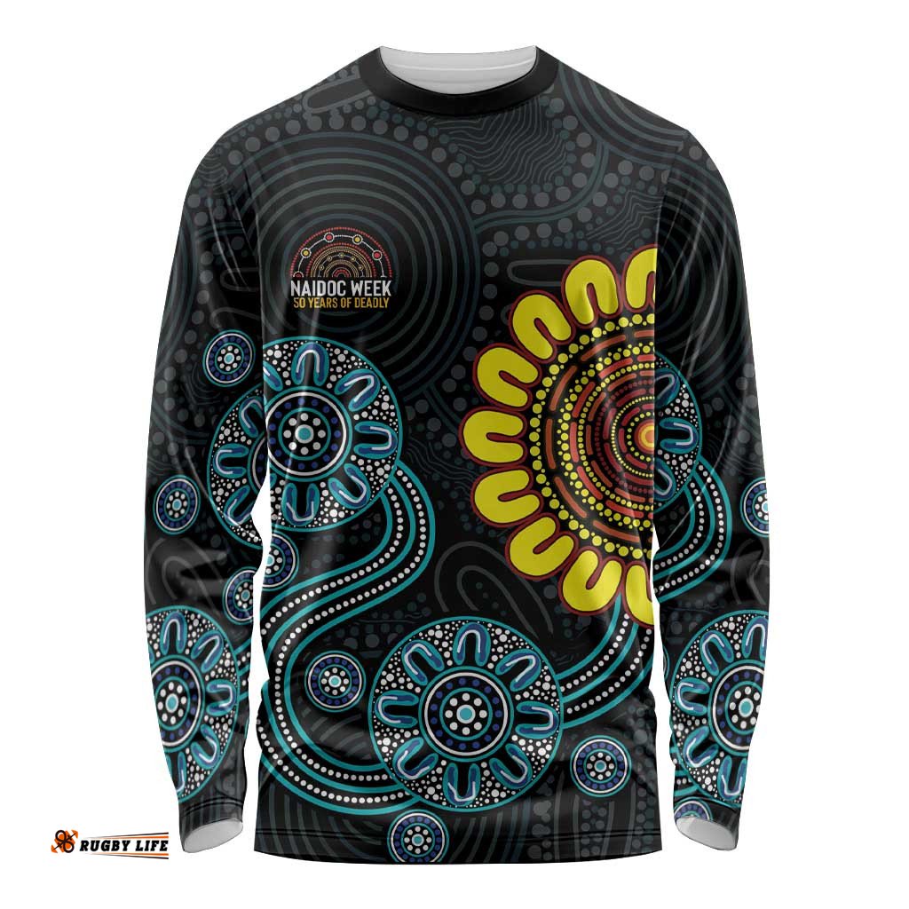 NAIDOC 50 Years of Deadly Long Sleeve Shirt Sun Aboriginal Dot Art LT19