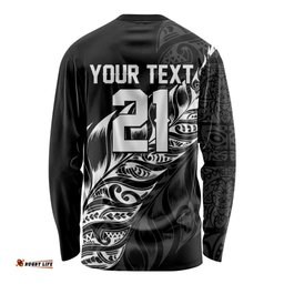 New Zealand Lawn Bowls Custom Long Sleeve Shirt Black Maori Warrior Tribal Silver Fern LT9