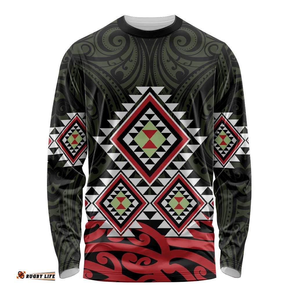 Kia Ora Aotearoa Long Sleeve Shirt 2025 Pasifika Maori Taniko Motifs LT14
