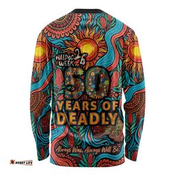 NAIDOC Week 26 Long Sleeve Shirt 50 Years of Deadly Aboriginal Motif LT03