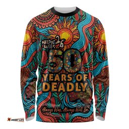 NAIDOC Week 26 Long Sleeve Shirt 50 Years of Deadly Aboriginal Motif LT03