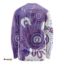 NAIDOC Week 2026 Long Sleeve Shirt 50 Years Deadly Dhari Purple Aboriginal Art LT14