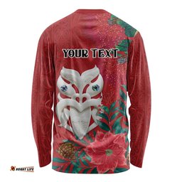 Maori Wheku Meri Kirihimete Personalised Long Sleeve Shirt All Red Indigenous Maori Motif LT9