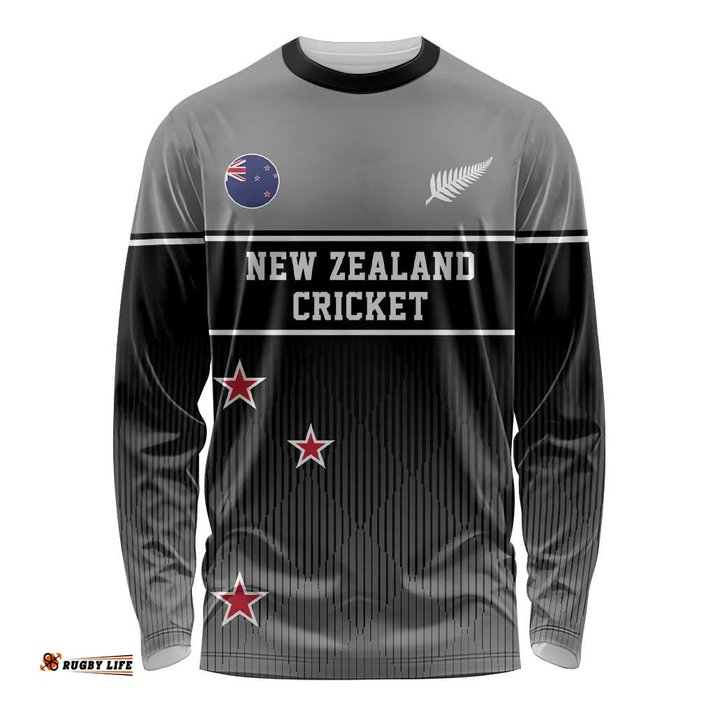 Custom New Zealand Cricket Long Sleeve Shirt Black Cap Unbeatable LT05