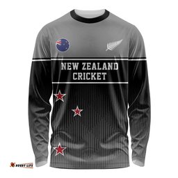 Custom New Zealand Cricket Long Sleeve Shirt Black Cap Unbeatable LT05