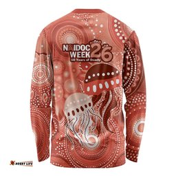 NAIDOC Deadly 50 Years Long Sleeve Shirt Jellyfish Aboriginal Culture Inspired Red LT9