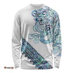 Kahui Whetu Paua shell Kowhaiwhai Taniko Personalised Long Sleeve Shirt Taniwha Maori Tribal Style LT9