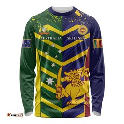 Custom Sri Lanka And Australia Cricket Long Sleeve Shirt 2025 The Lions Baggy Greens Together LT14