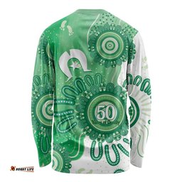 NAIDOC Week 2026 Long Sleeve Shirt 50 Years Deadly Dhari Green Aboriginal Art LT14
