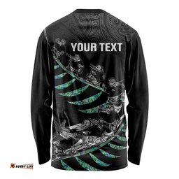 Custom New Zealand Silver Fern Rugby Long Sleeve Shirt Aotearoa Kiwi Maori Pattern LT14