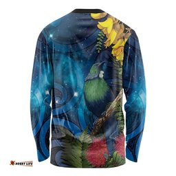 Tui Bird New Zealand Starry Sky Long Sleeve Shirt Maori Koru LT7