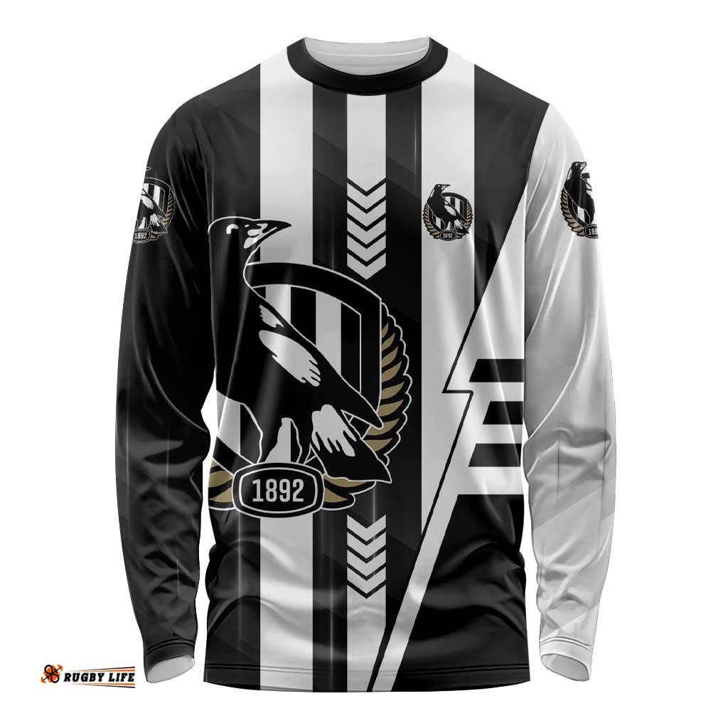 Personalized Collingwood Magpies Long Sleeve Shirt Modern Geometric Sports Graphic Style TS04