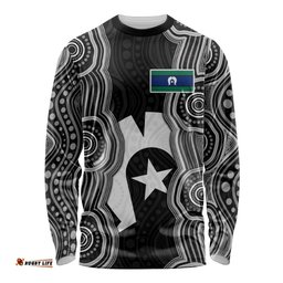 Torres Strait Islander Long Sleeve Shirt Flag Feather Headdress Indigenous Dotwork Tribal Art TS04