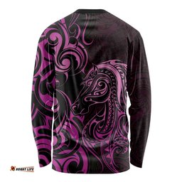 Pink Aoteara Horse Racing Long Sleeve Shirt NZ Maori Pattern LT14