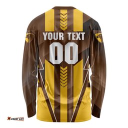 Personalized Hawthorn Hawks Long Sleeve Shirt Modern Geometric Sports Graphic Style TS04