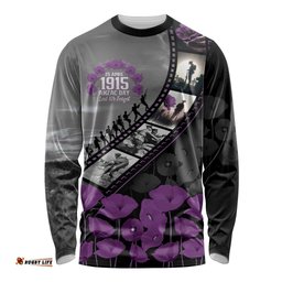 Personalised Remembering ANZAC Lest We Forget Long Sleeve Shirt Vintage Film Frame Memorial Purple Poppy LT9