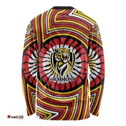 Richmond Football Club Long Sleeve Shirt Indigenous Monochrome Dot Art Mascot Style TS04
