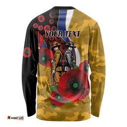 West Eagles ANZAC Personalised Long Sleeve Shirt Lest We Forget Poppy Camo LT9