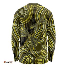 Yellow Indigenous Dragonfly Australia Long Sleeve Shirt Aboriginal Art LT14