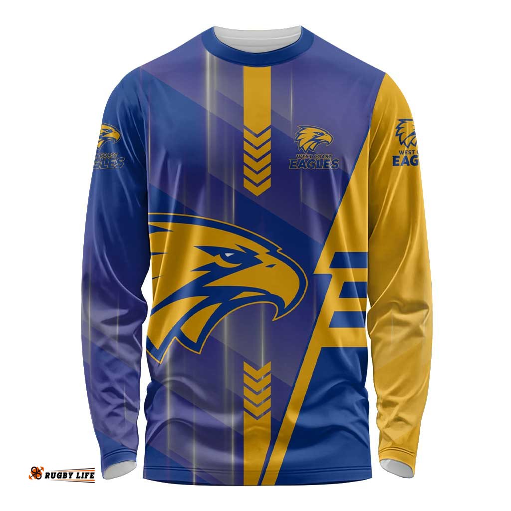 Personalized West Coast Eagles Long Sleeve Shirt Modern Geometric Sports Graphic Style TS04