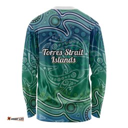 Torres Strait Islands Long Sleeve Shirt Shark Indigenous Australian Tribal Dot Art TS04