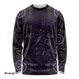Purple Dragonfly Aboriginal of Hope Long Sleeve Shirt Australian Epilepsy Awareness LT9