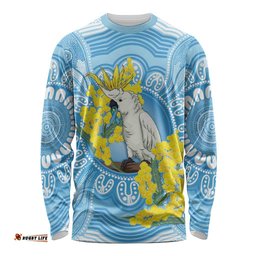 World Diabetes Day Australia Long Sleeve Shirt Yellow-crested Cockatoo Golden Wattle Aboriginal LT14