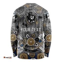 Personalized Collingwood Magpies Long Sleeve Shirt Aboriginal Dot Painting Graffiti Style TS04