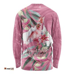 Pink Cockatoo Australia Day Long Sleeve Shirt Proud To Be An Aussie Opal Eucalyptus Blossoms LT14