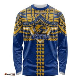 Personalized West Coast Eagles Long Sleeve Shirt Polynesian Tribal Pattern Heritage Football TS04