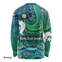 Torres Strait Islands Long Sleeve Shirt Dhari Emblem Vibrant Teal Indigenous TS04
