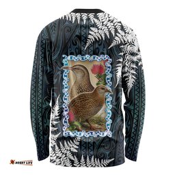 New Zealand Weka Long Sleeve Shirt Maori Hen Koru Pattern LT05