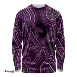 Purple Indigenous Dragonfly Australia Long Sleeve Shirt Aboriginal Art LT14