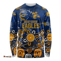Personalized West Coast Eagles Long Sleeve Shirt Aboriginal Dot Painting Graffiti Style TS04
