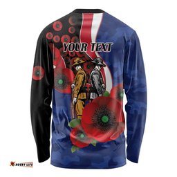 North Kangaroos ANZAC Personalised Long Sleeve Shirt Lest We Forget Poppy Camo LT9
