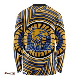 West Coast Eagles Long Sleeve Shirt Indigenous Monochrome Dot Art Mascot Style TS04