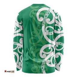 Pounamu Green Maori Long Sleeve Shirt Koru Kowhaiwhai LT7