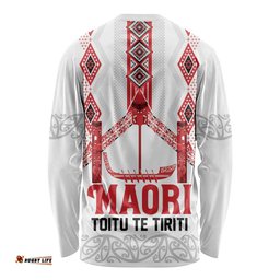 Toitu Te Tiriti Waitangi Long Sleeve Shirt White Wharenui House LT9
