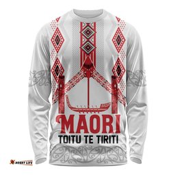 Toitu Te Tiriti Waitangi Long Sleeve Shirt White Wharenui House LT9