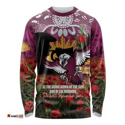 Personalised Sea Eagles Rugby ANZAC Day Long Sleeve Shirt Last Post Poppy We Will Remember Them LT14