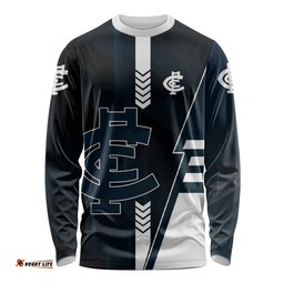 Personalized Carlton Blues Long Sleeve Shirt Modern Geometric Sports Graphic Style TS04
