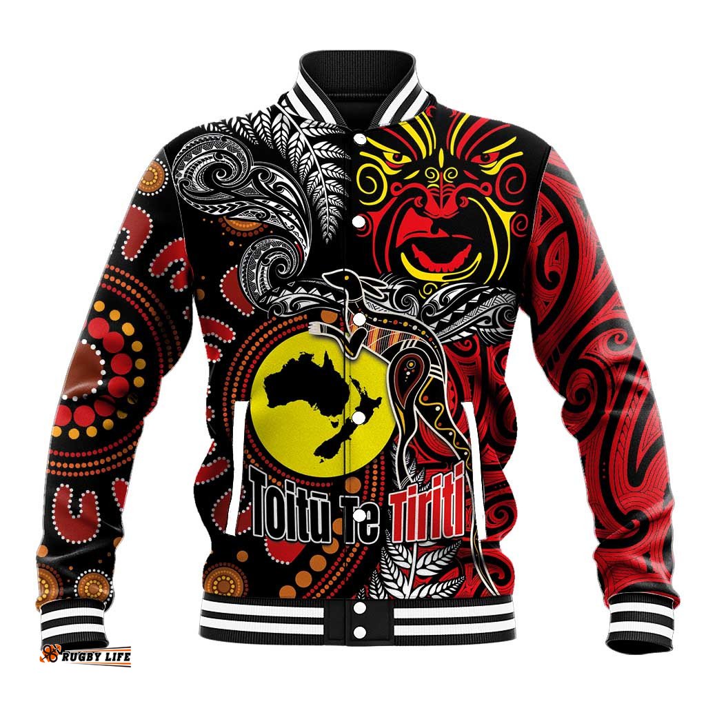 Aotearoa and Australia Toitu Te Tiriti Baseball Jacket Honour the Treaty - Stand Together Stand Stronger LT03