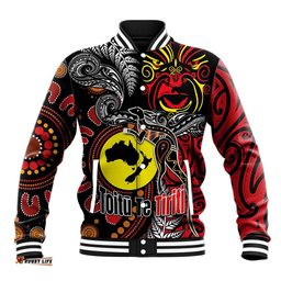 Aotearoa and Australia Toitu Te Tiriti Baseball Jacket Honour the Treaty - Stand Together Stand Stronger LT03