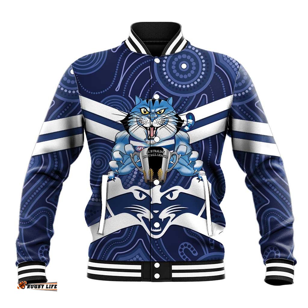 AFL Cats Football Personalised Baseball Jacket Final Geelong Premiers Trophy Aboriginal LT14