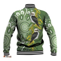 Aussie Kokaburra Golden Wattle Baseball Jacket Aboriginal with National Color LT9