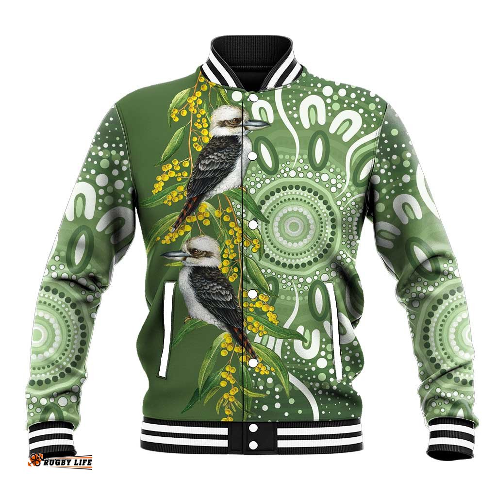 Aussie Kokaburra Golden Wattle Baseball Jacket Aboriginal with National Color LT9