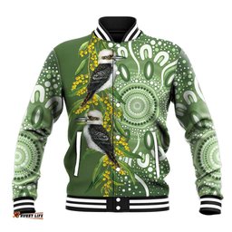 Aussie Kokaburra Golden Wattle Baseball Jacket Aboriginal with National Color LT9