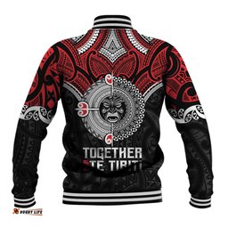 Aotearoa and Tonga Mo Te Tiriti Baseball Jacket New Zealand Honour The Treaty Ake!Ake!Ake! LT9